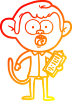 warm gradient line drawing of a cartoon shocked monkey png