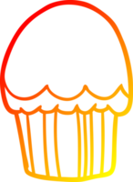 warm gradient line drawing of a Cartoon cupcake png