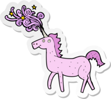 pegatina de un unicornio mágico de dibujos animados png