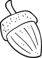 hand drawn black and white cartoon acorn png