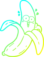 cold gradient line drawing of a cartoon crazy happy banana png