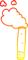 warm gradient line drawing of a cartoon cigarette png