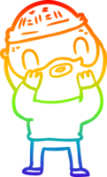 rainbow gradient line drawing of a cartoon bearded man png