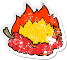 distressed sticker of a cartoon hot chili pepper png