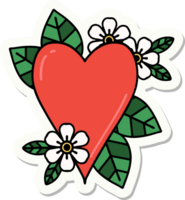 sticker van tatoeëren in traditioneel stijl van een botanisch hart png
