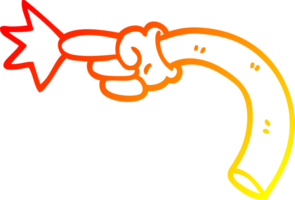 warm gradient line drawing of a cartoon pointing hand png