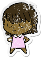 distressed sticker of a cartoon woman png