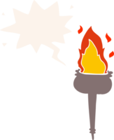 desenho animado flamejante cálice com discurso bolha dentro retro estilo png