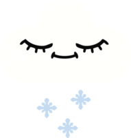 flat color retro cartoon of a snow cloud png