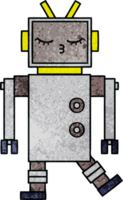 retro grunge texture cartoon of a robot png