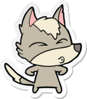 sticker of a cartoon wolf whistling png