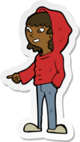 sticker van een cartoon wijzende tiener png