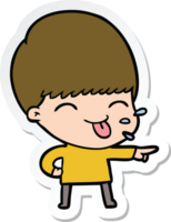 adesivo de um menino de desenho animado com a língua para fora png