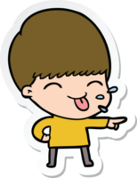 sticker of a cartoon boy sticking out tongue png