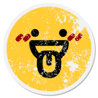 happy face sticking out tongue circular sticker png