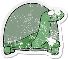 distressed sticker of a cartoon tortoise png