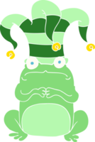 illustration en couleur plate d'une grenouille nerveuse portant un chapeau de bouffon png