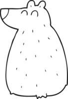 hand drawn black and white cartoon bear png