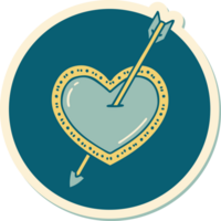 klistermärke av tatuering i traditionell stil av ett pil och hjärta png