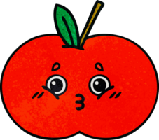 retro grunge texture cartoon of a red apple png