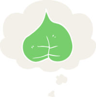 cartoon leaf with thought bubble in retro style png