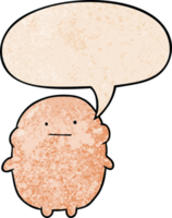 cute fat cartoon human with speech bubble in retro texture style png