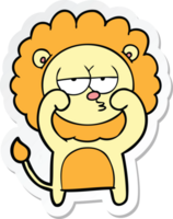 sticker of a cartoon bored lion png