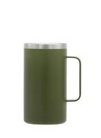 Green colored cup isolated on white background photo