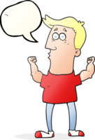 hand drawn speech bubble cartoon surprised man flexing biceps png