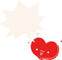 dessin animé content l'amour cœur avec discours bulle dans rétro style png