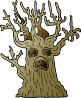 cartoon doodle spooky tree png