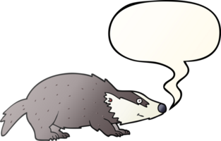 cartoon badger with speech bubble in smooth gradient style png