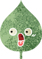 retro illustration style cartoon of a expressional leaf png