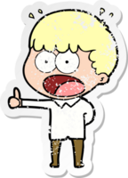 distressed sticker of a cartoon shocked man png