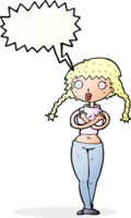 cartoon offended woman covering herself with speech bubble png