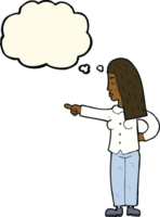 cartoon woman pointing with thought bubble png