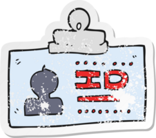 retro distressed sticker of a cartoon ID badge png