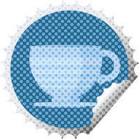 café tasse graphique illustration rond autocollant timbre png