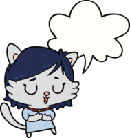 dibujos animados gato niña con habla burbuja png