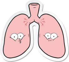 pegatina de los pulmones de una caricatura png