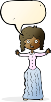 cartoon worried victorian woman with speech bubble png