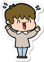 sticker of a cartoon laughing boy png