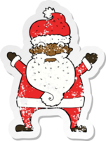 retro distressed sticker of a cartoon stressed out santa png