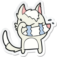 sticker of a cartoon crying wolf rubbing eyes png