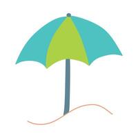 Colorful Beach Umbrella for Making Shadow. Flat or Cartoon Illustration Vacation Equipment Isolated on white background. Resort Tourist Parasol for Sunbathing, Resting on Sand Sea Ocean Shore vector
