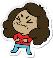 hand drawn sticker cartoon of cute kawaii girl png