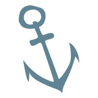 Ship Anchor Cartoon Flat Illustration isolated on white background. Boat equipment for sailing and fishing. Pirate attribute. Concepts of travel, maritime and naval. Hand drawn Sea symbol vector