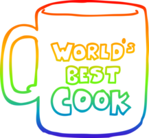 rainbow gradient line drawing of a worlds best cook mug png