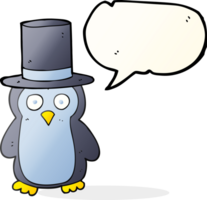 hand dragen Tal bubbla tecknad serie pingvin bär hatt png