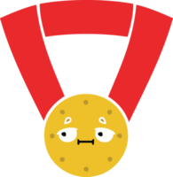 flat color retro cartoon of a gold medal png